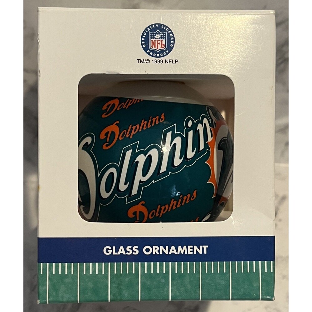NFL Miami Dolphins Round Glass Ball Ornament - 795902712815